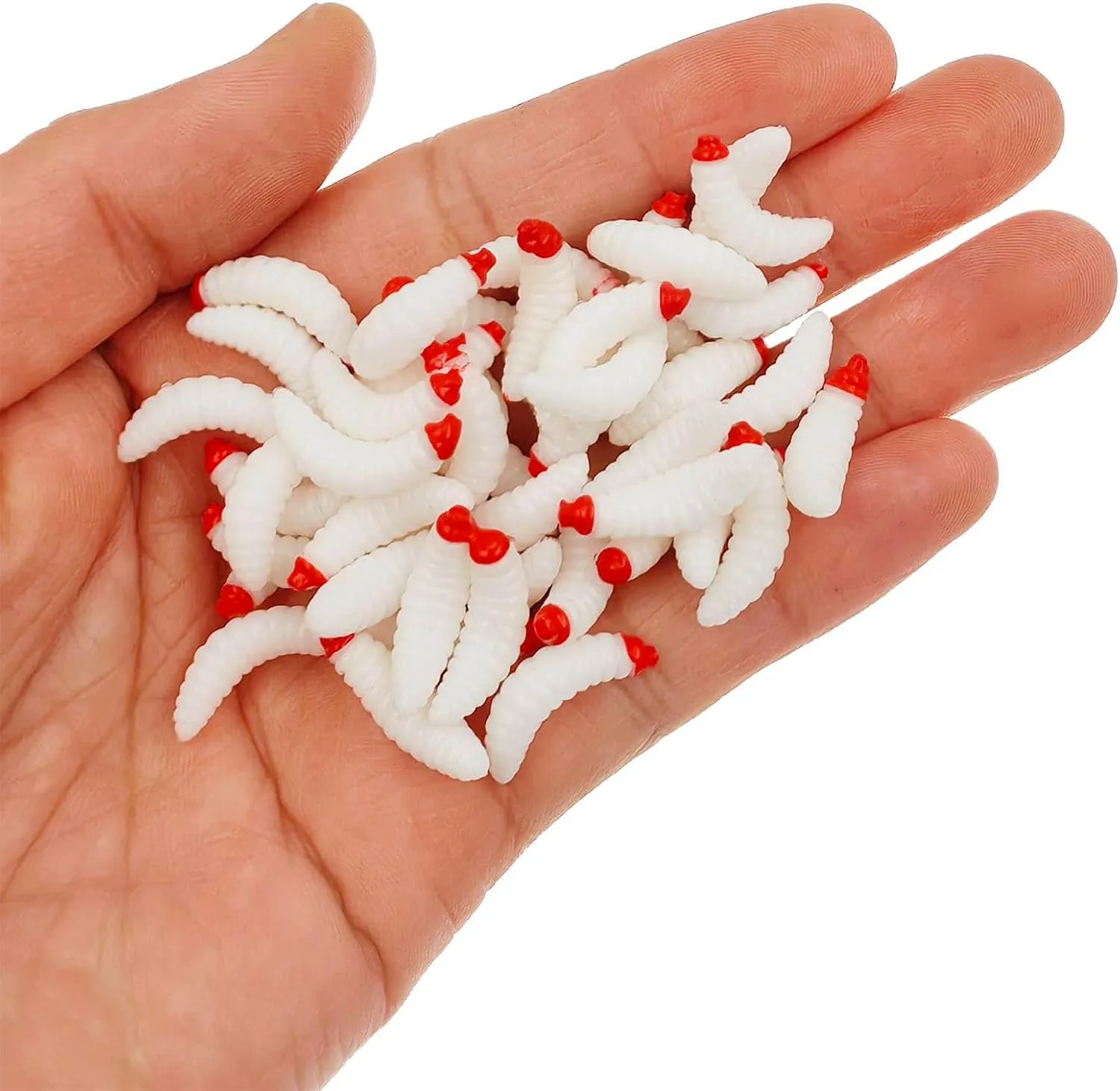 MILEPETUK  50 SEñUELOS DE PESCA  DE SILICONA  SUAVE Y ARTIFICIAL  DE 2 54 CM  BLANCO