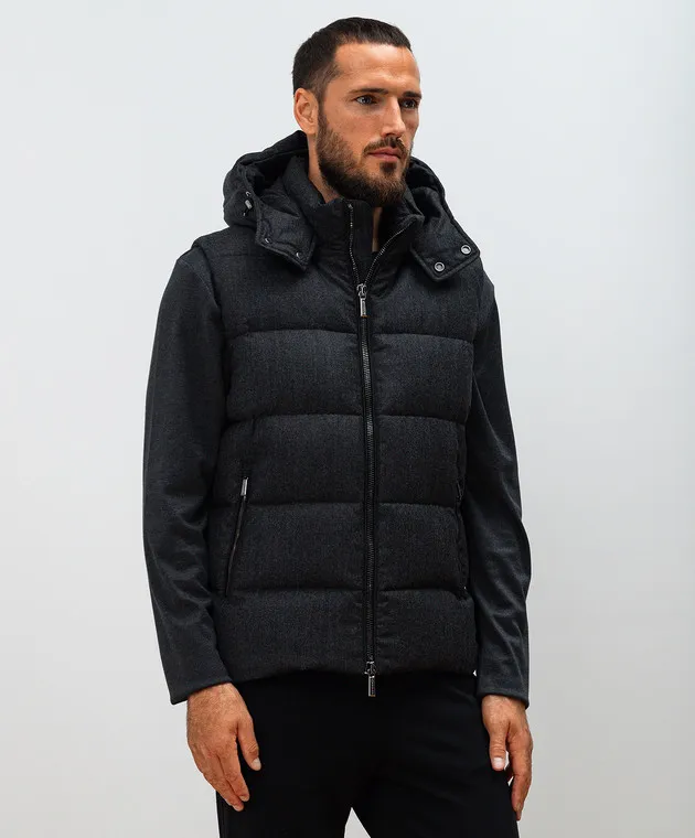 MooRER Gray down vest FIRE made of wool