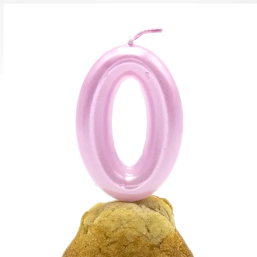 Numero 0 Vela De Cumpleaños 6 Cm Rosa Claro