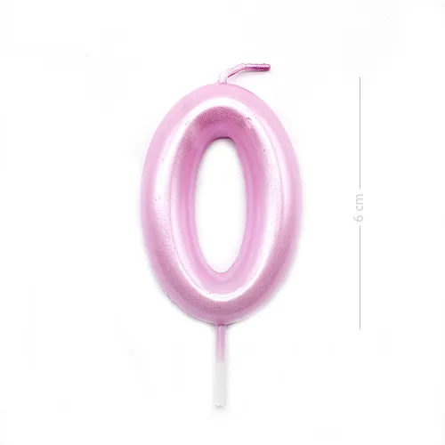 Numero 0 Vela De Cumpleaños 6 Cm Rosa Claro