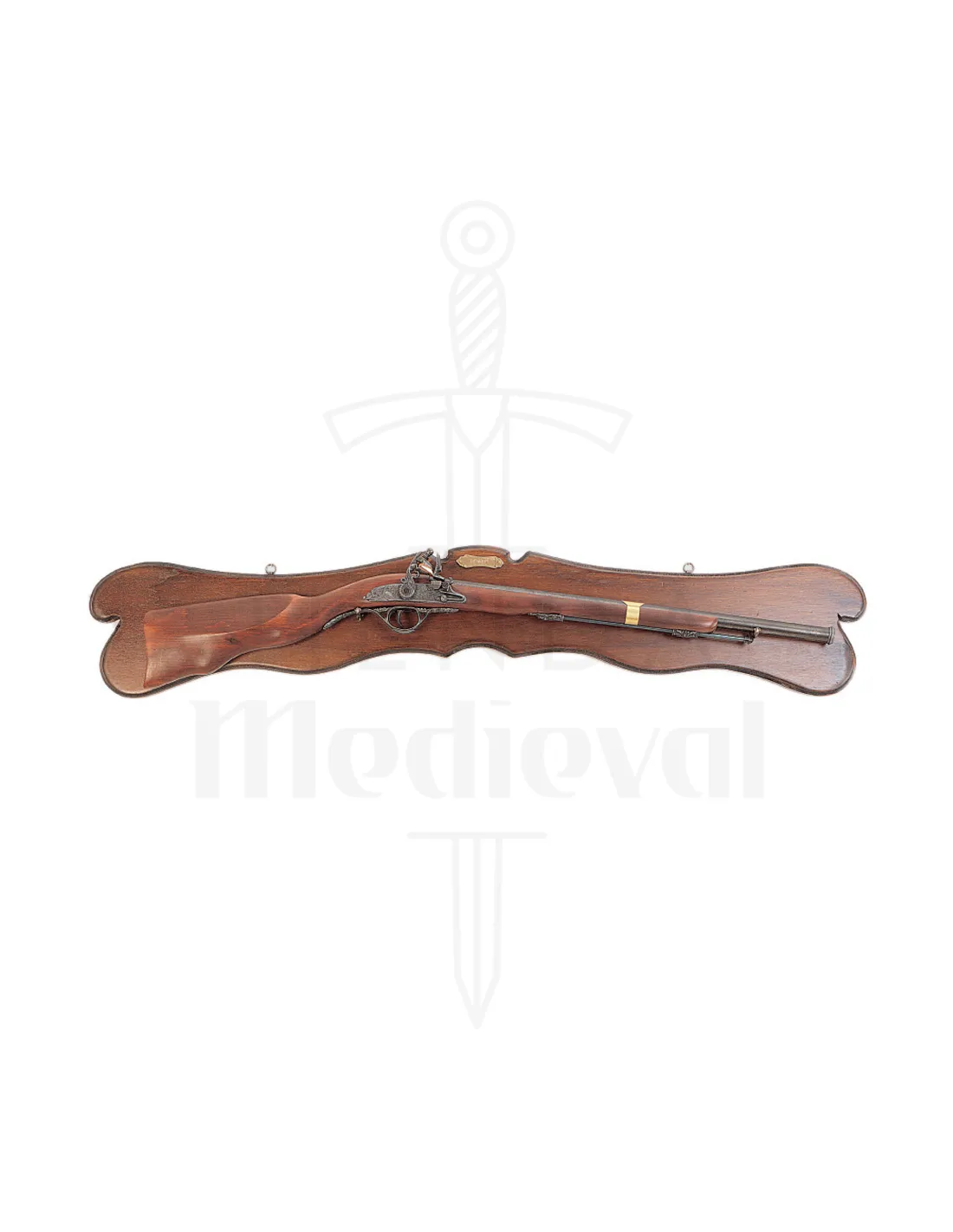 Panoplia madera con fusil (108 x 19 cm.)
