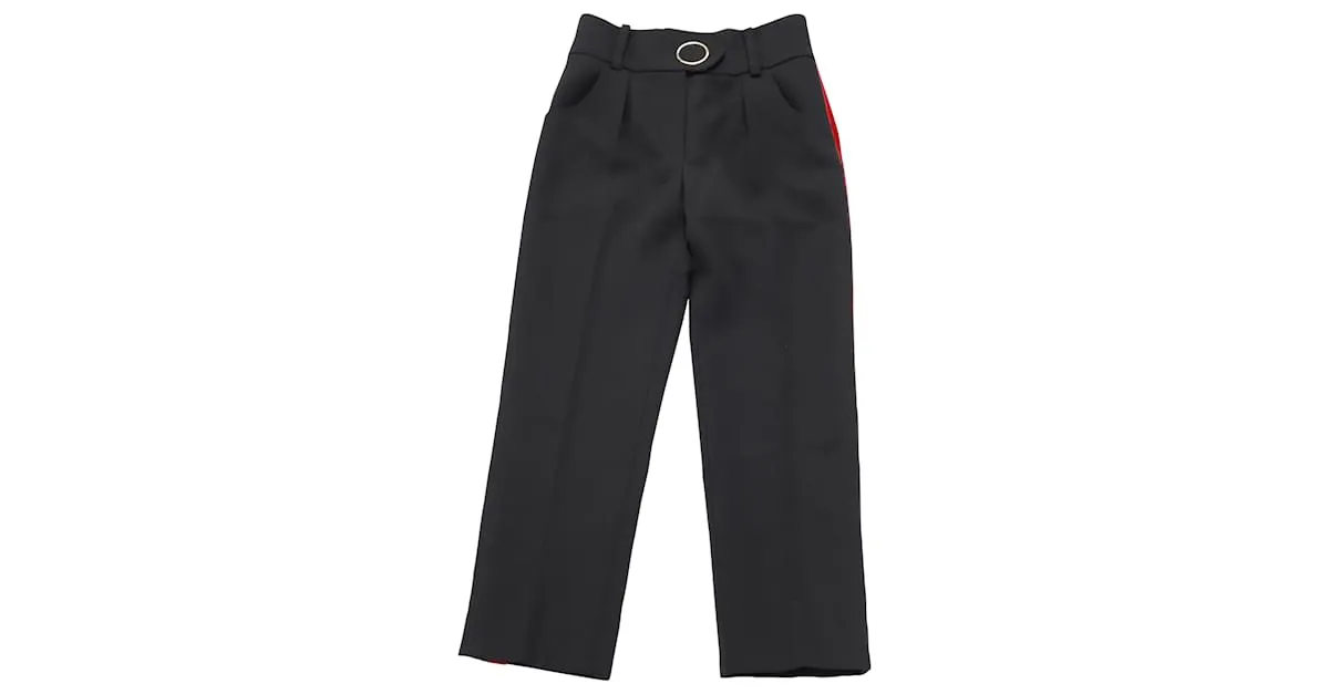 Pantalones de pernera recta con ribete de terciopelo en lana negra de Petar Petrov Negro 