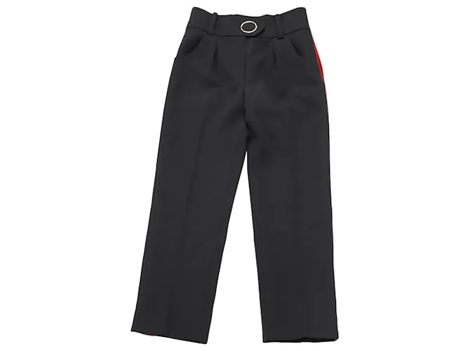 Pantalones de pernera recta con ribete de terciopelo en lana negra de Petar Petrov Negro 