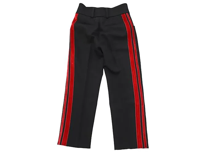 Pantalones de pernera recta con ribete de terciopelo en lana negra de Petar Petrov Negro 
