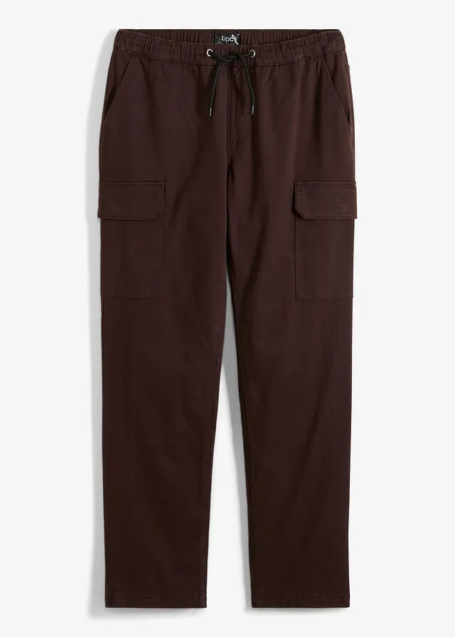 Pantalón térmico elástico, regular fit, corte recto Marrón oscuro