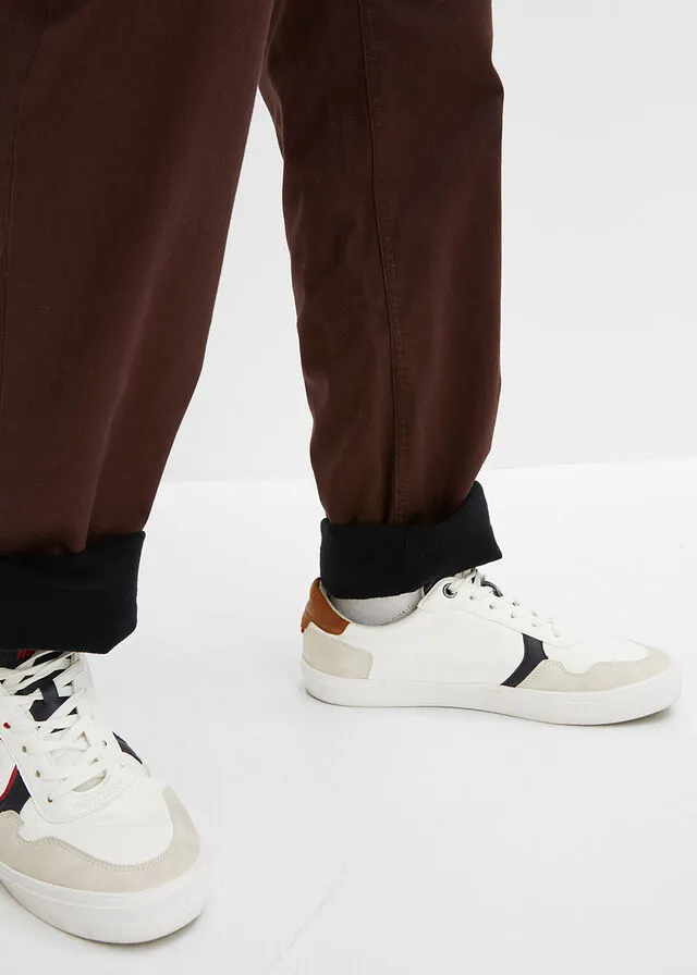 Pantalón térmico elástico, regular fit, corte recto Marrón oscuro