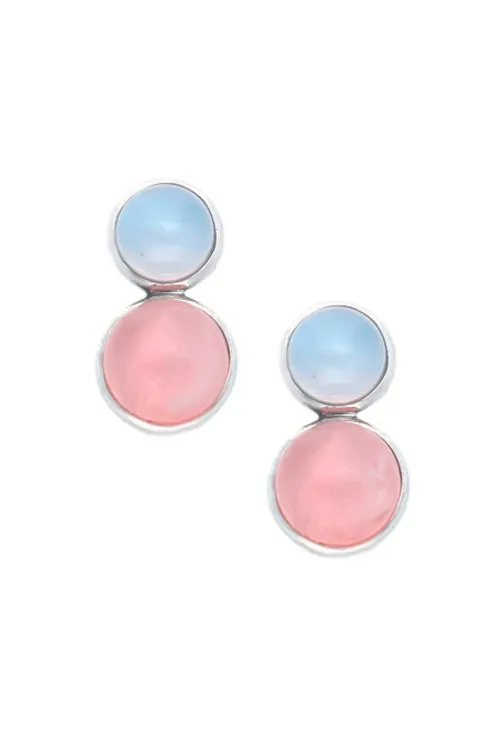 PENDIENTES PLATA CON CUARZO ROSA Y CALCEDONIA. 103_NSE648A1