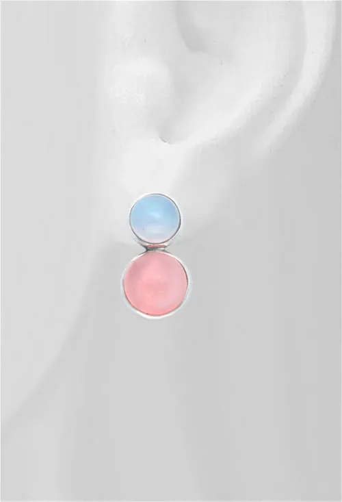 PENDIENTES PLATA CON CUARZO ROSA Y CALCEDONIA. 103_NSE648A1