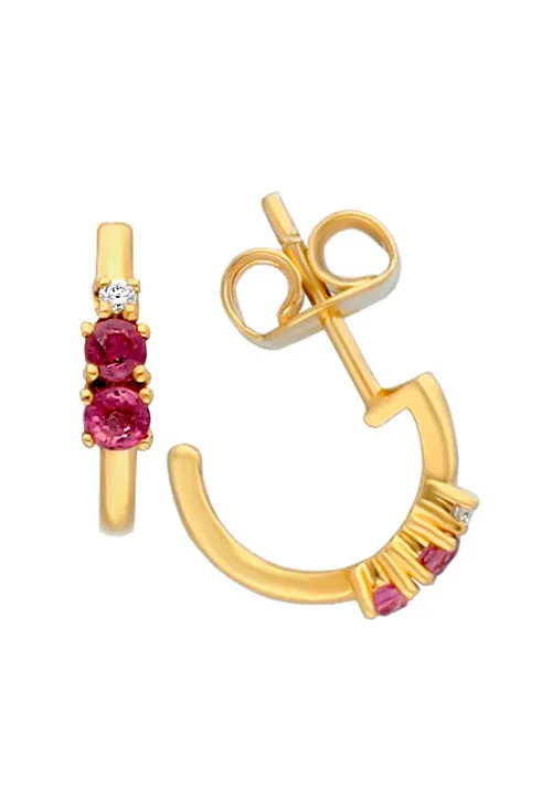 Pendientes plata con rubíes y diamante