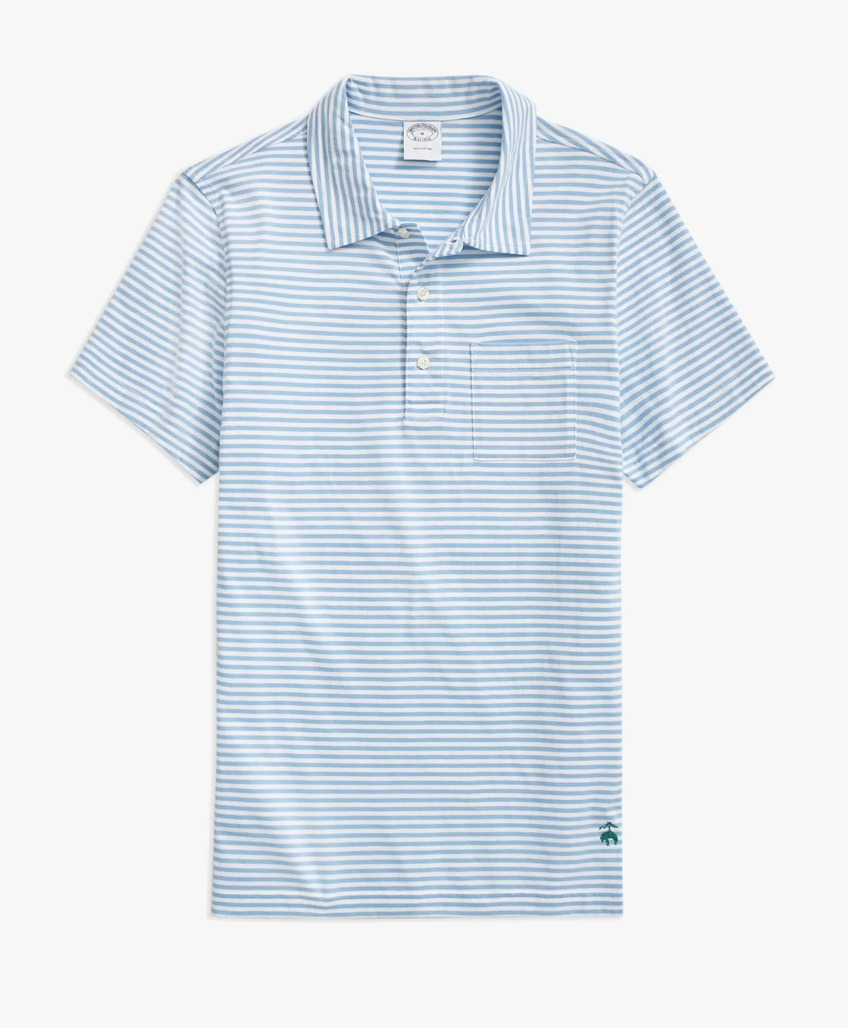 Polo azul y blanco de algodón con lavado vintage a rayas feeder