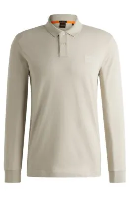Polo slim fit de algodón elástico con parche de logo
