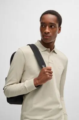 Polo slim fit de algodón elástico con parche de logo