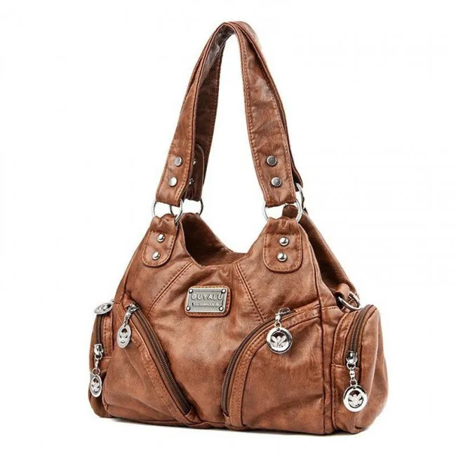 Retro Soft PU Leather Rivet Tote Locomotive Handbags For Women Crossbody Bags Ladies Purse Shoulder Bags