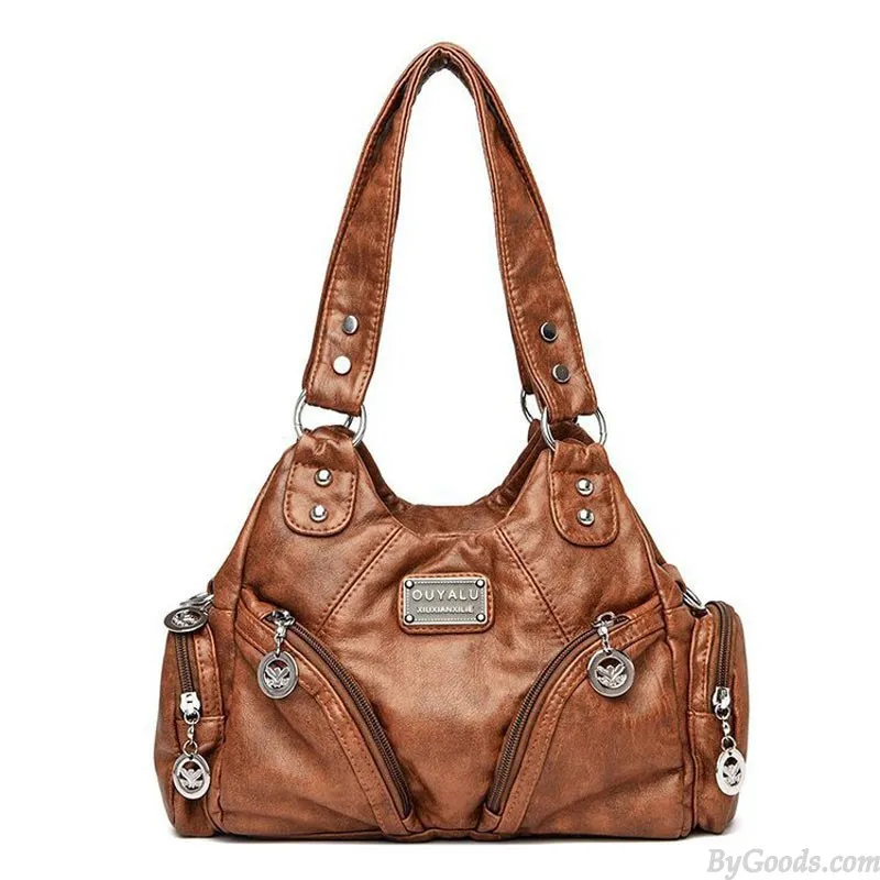Retro Soft PU Leather Rivet Tote Locomotive Handbags For Women Crossbody Bags Ladies Purse Shoulder Bags