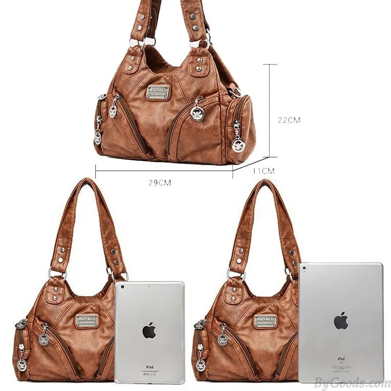 Retro Soft PU Leather Rivet Tote Locomotive Handbags For Women Crossbody Bags Ladies Purse Shoulder Bags