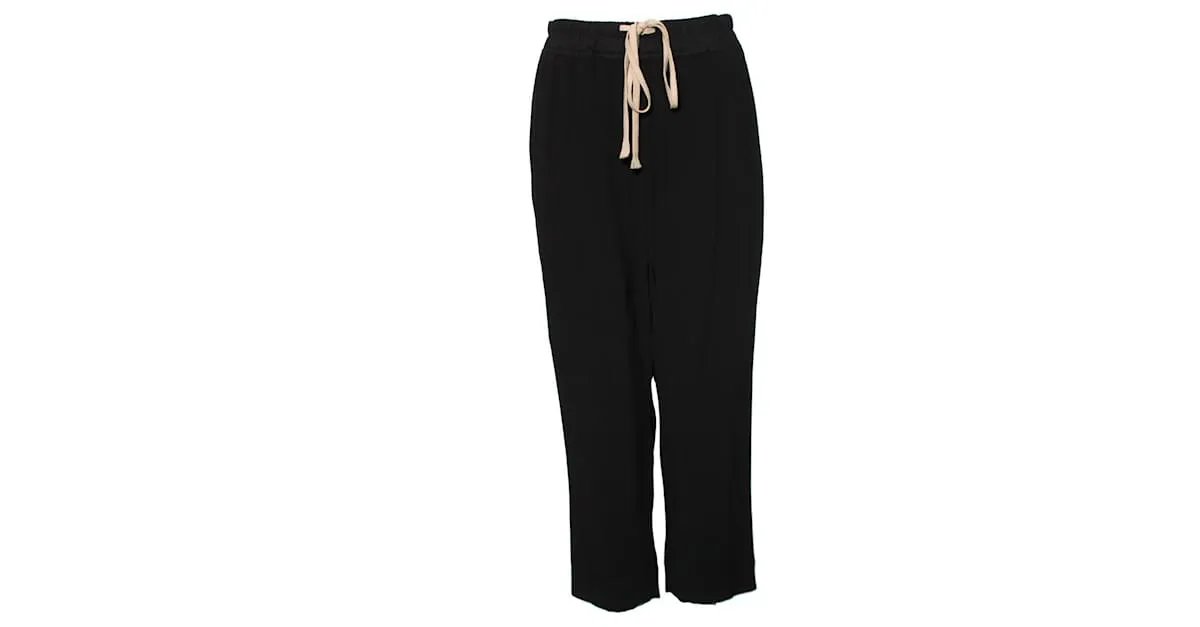 Rick Owens, Pantalón con interior de pernera bajado en talla IT38/XS. Negro 