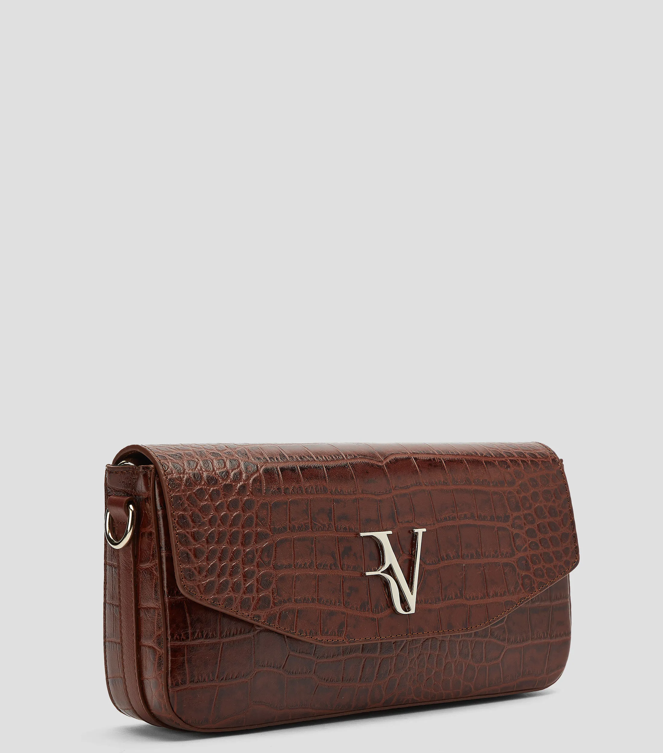 Roberto Verino Bolso shoulder en piel Café Obscuro Miranda Animalskin Mujer
