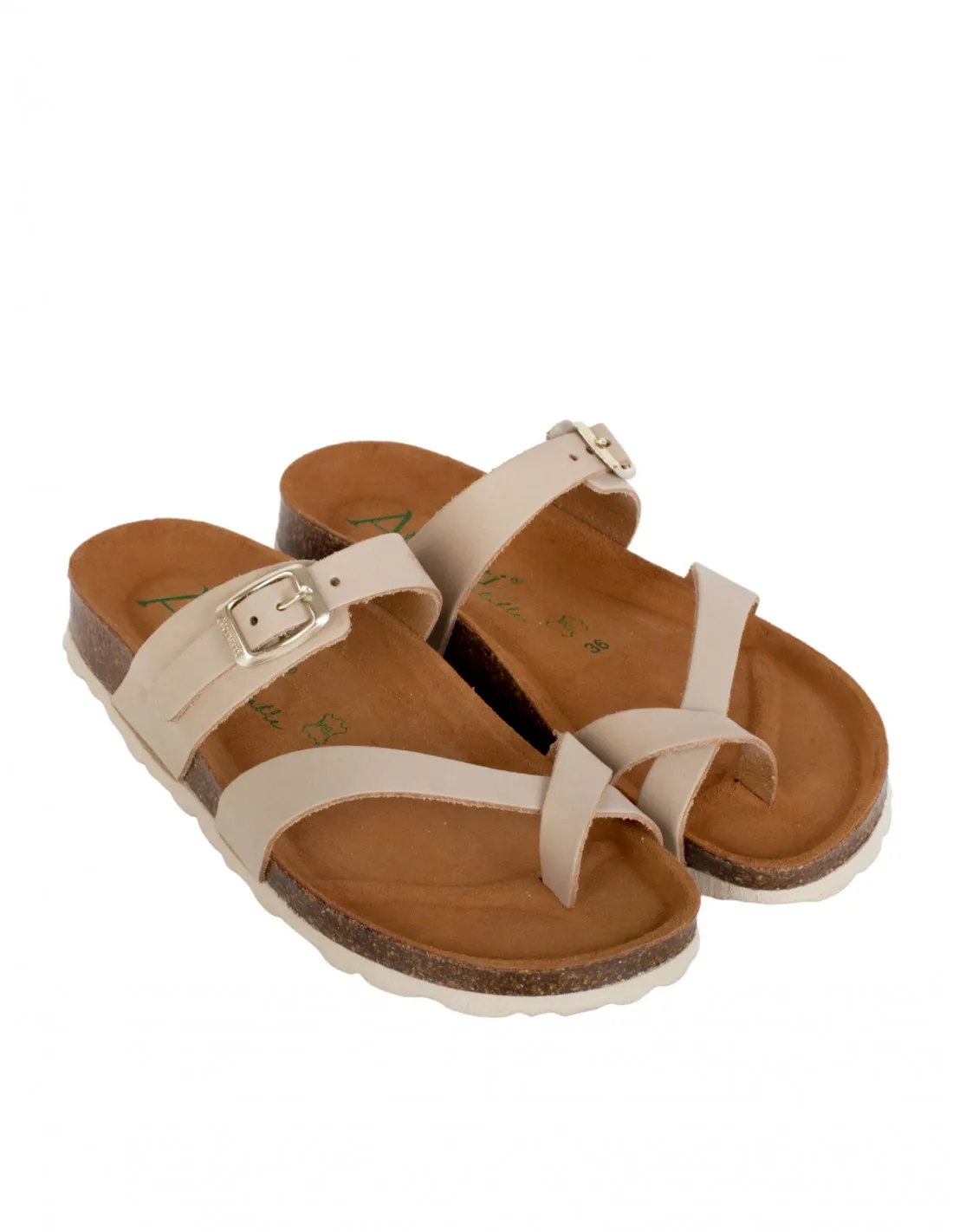 Sandalias Bio Dedo Hebilla Beige AUTENTI
