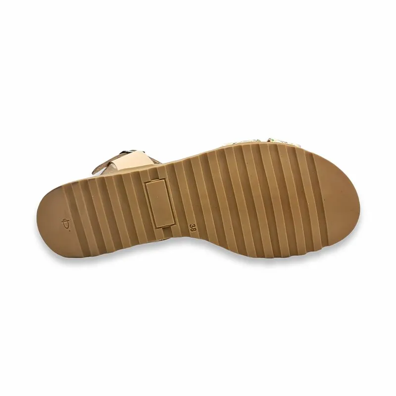 Sandalias Comfort Cuña Baja Mujer Piel Plantilla Acolchada 291 Beige, de Amelie