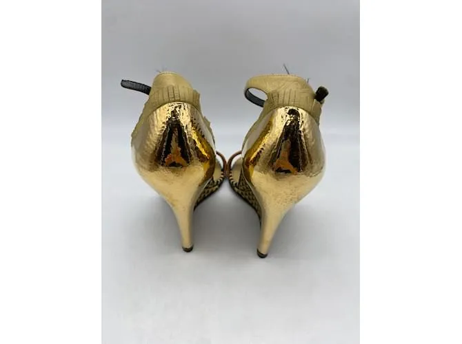 SERGIO ROSSI Tacones T.UE 37 cuero Dorado 