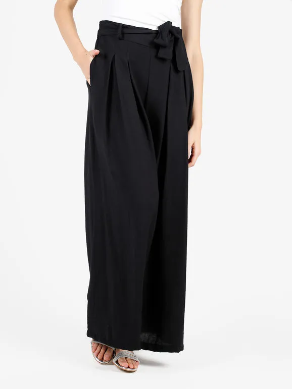 Solada Pantalón de mujer con cintura alta elástica y pernera ancha.