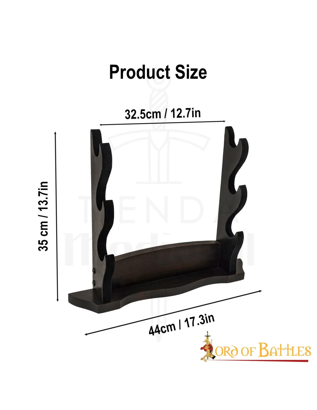 Soporte madera de mesa tres niveles, para espadas