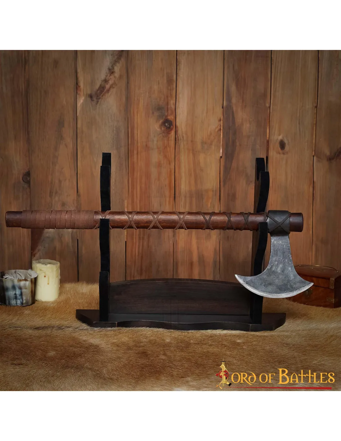 Soporte madera de mesa tres niveles, para espadas