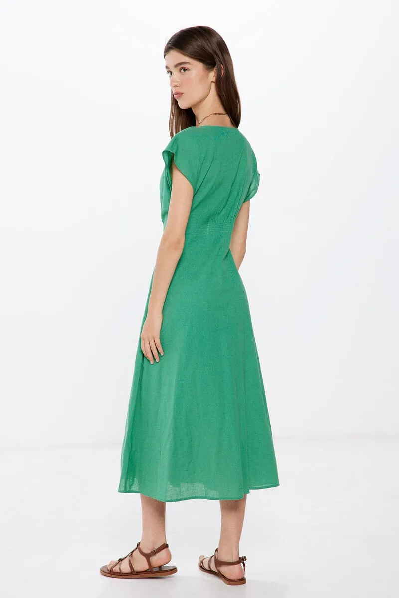 Springfield Vestido Midi Botones Lino