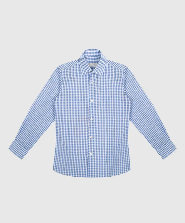 Stefano Ricci Children's blue checked shirt