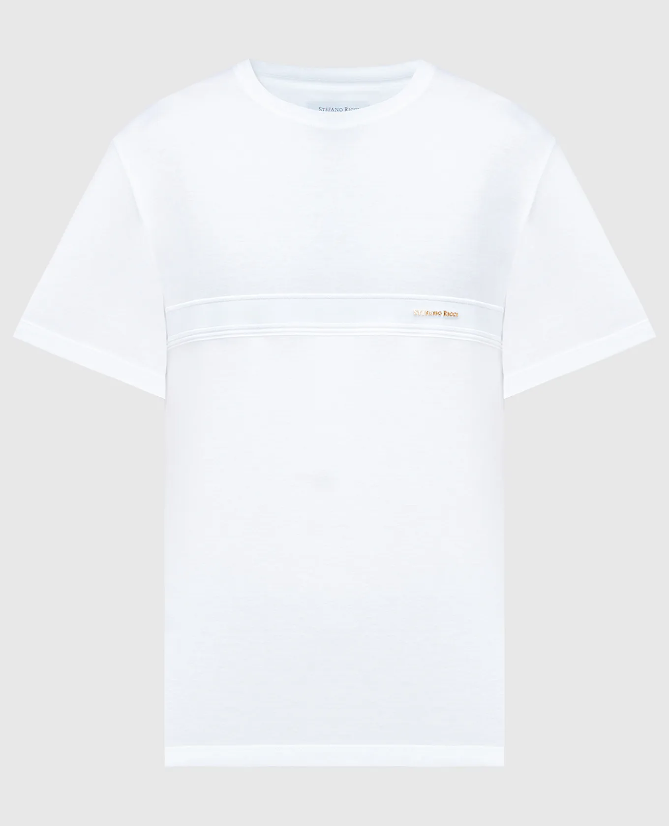 STEFANO RICCI WHITE TSHIRT WITH METALLIC LOGO