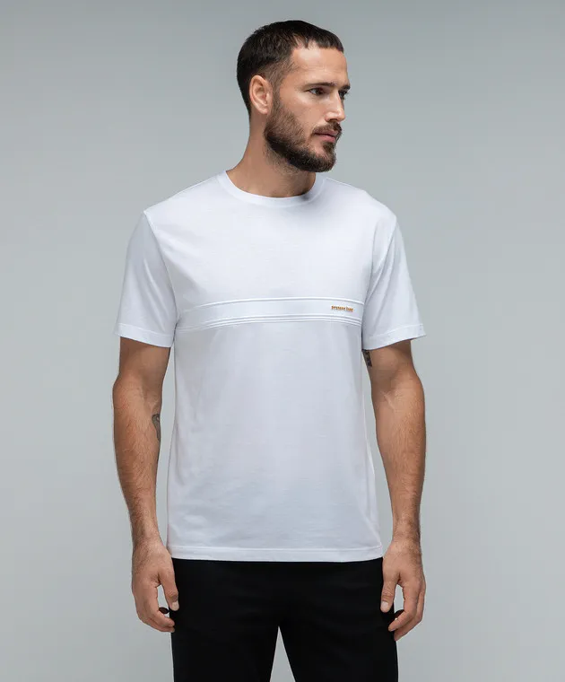 STEFANO RICCI WHITE TSHIRT WITH METALLIC LOGO
