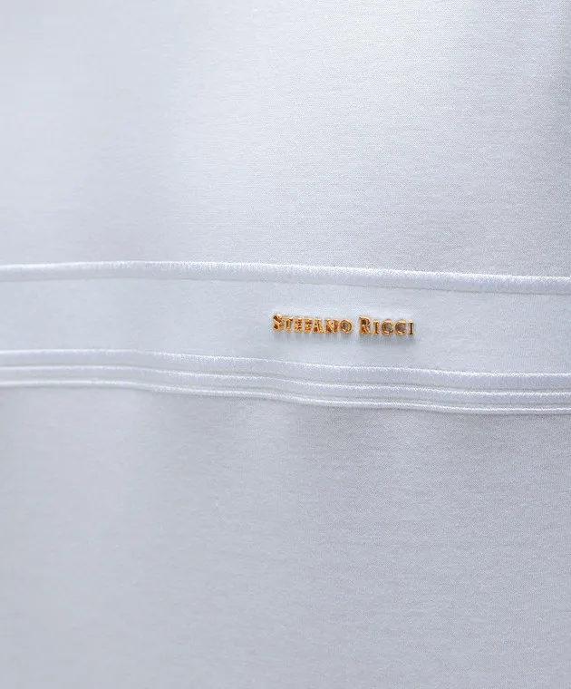 STEFANO RICCI WHITE TSHIRT WITH METALLIC LOGO