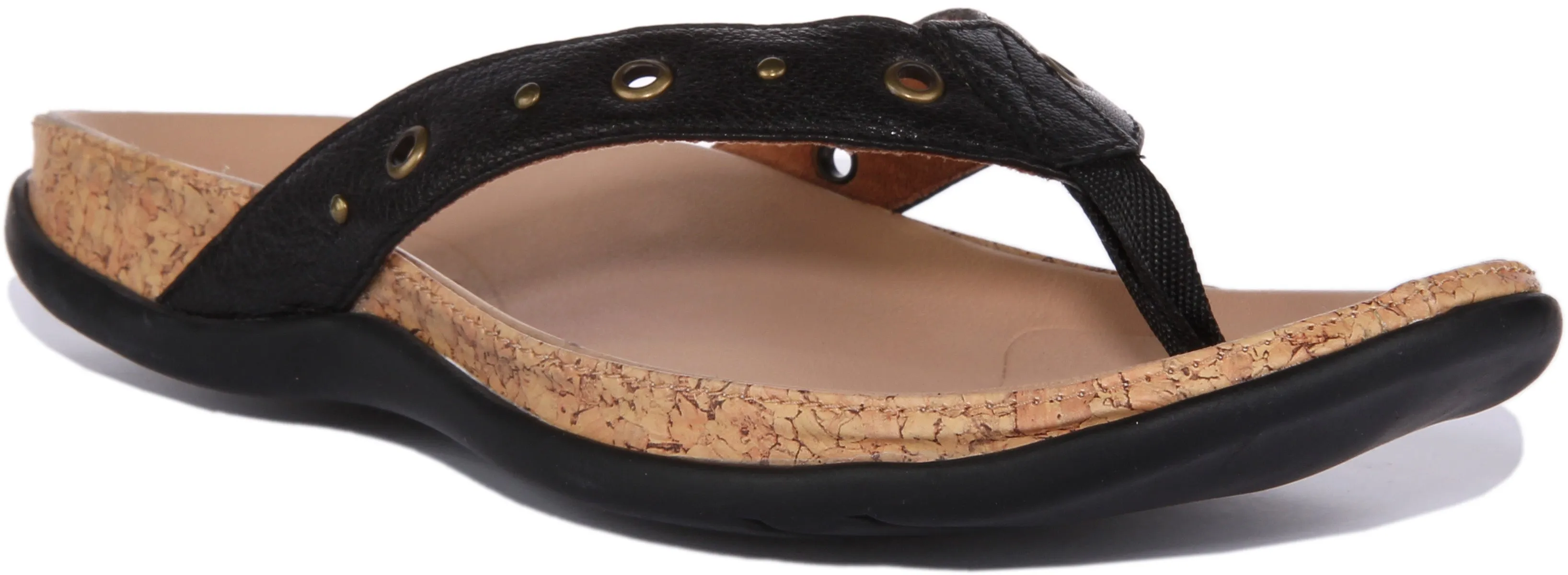 Strive Saria Sandalia de dedo de piel para mujer en negro