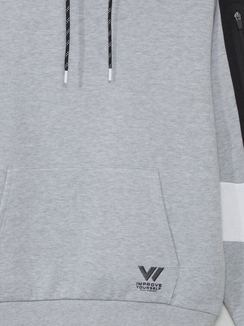 SUDADERA CON CAPUCHA COLORBLOCK  GRIS