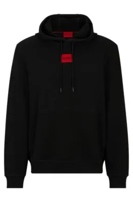 Sudadera con capucha en felpa de algodón con etiqueta con logo