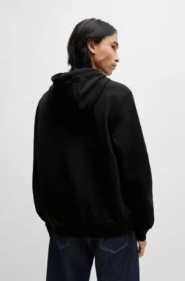 Sudadera con capucha en felpa de algodón con etiqueta con logo