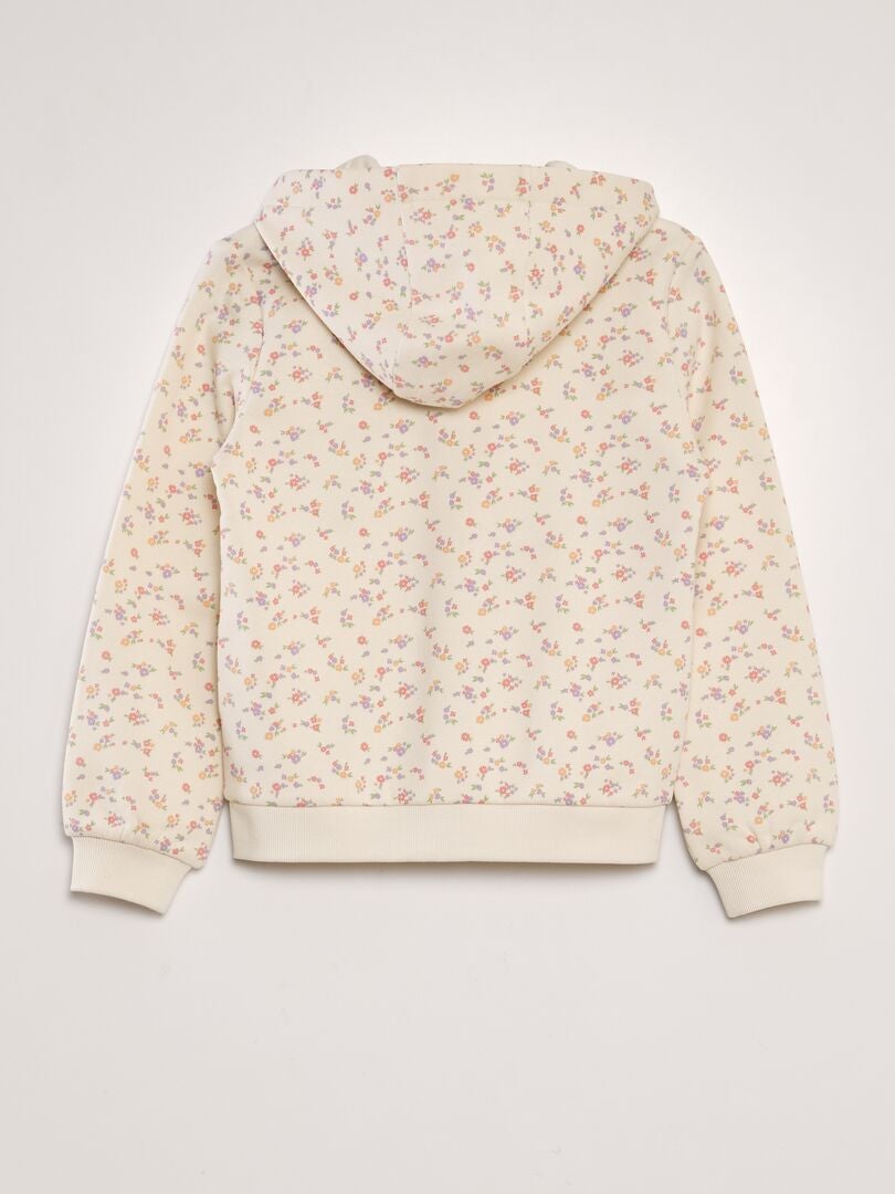 SUDADERA CON CAPUCHA ESTAMPADA  BEIGE