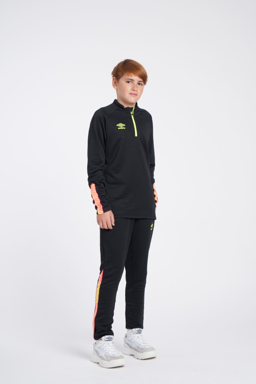 SUDADERA UMBRO AXIS HALF ZIP  JUNIOR  BLACK / SAFETY YELLOW / KNOCKOUT PINK