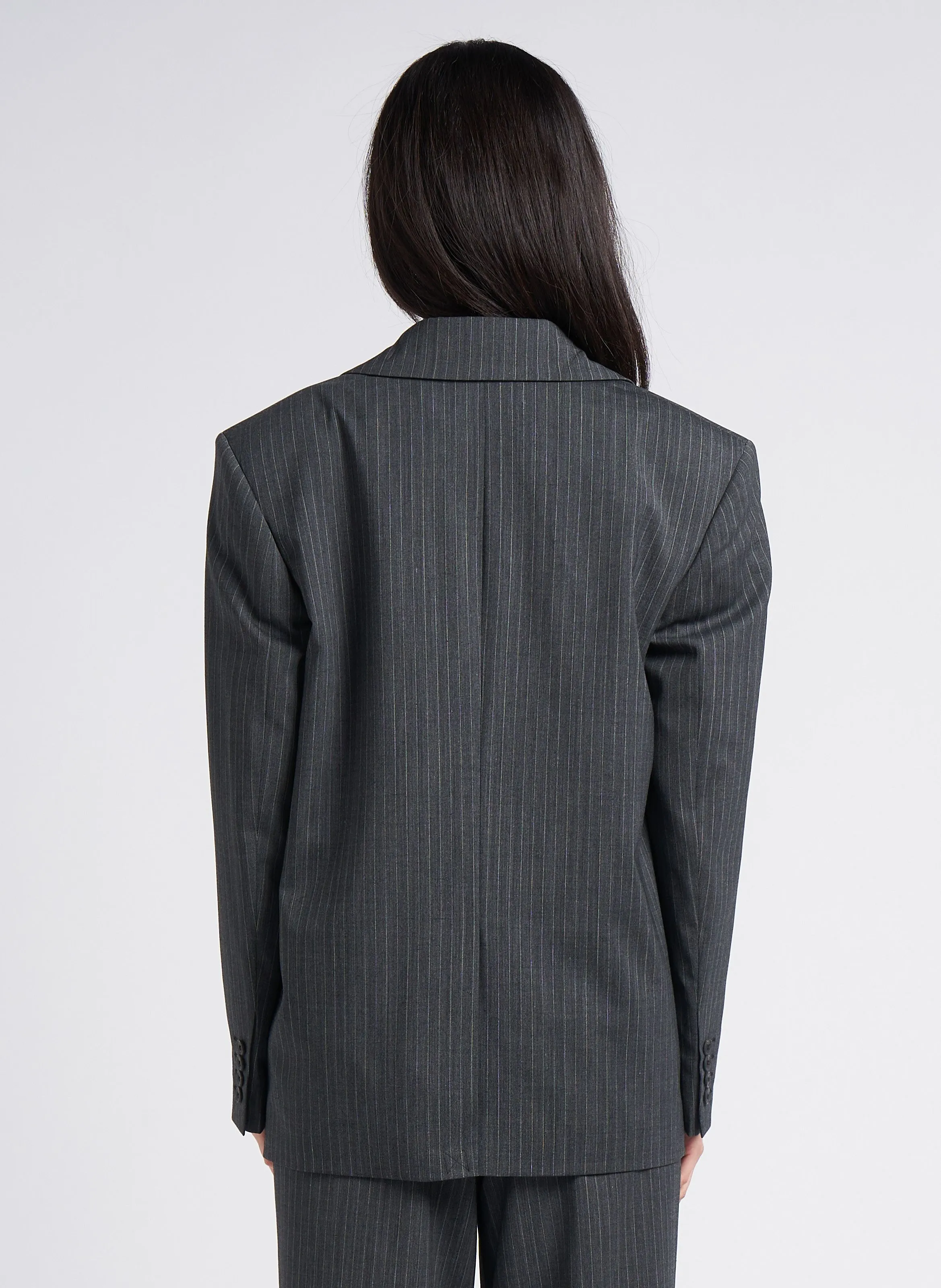 TOM  CHAQUETA SASTRE RECTA A RAYAS EN GRIS