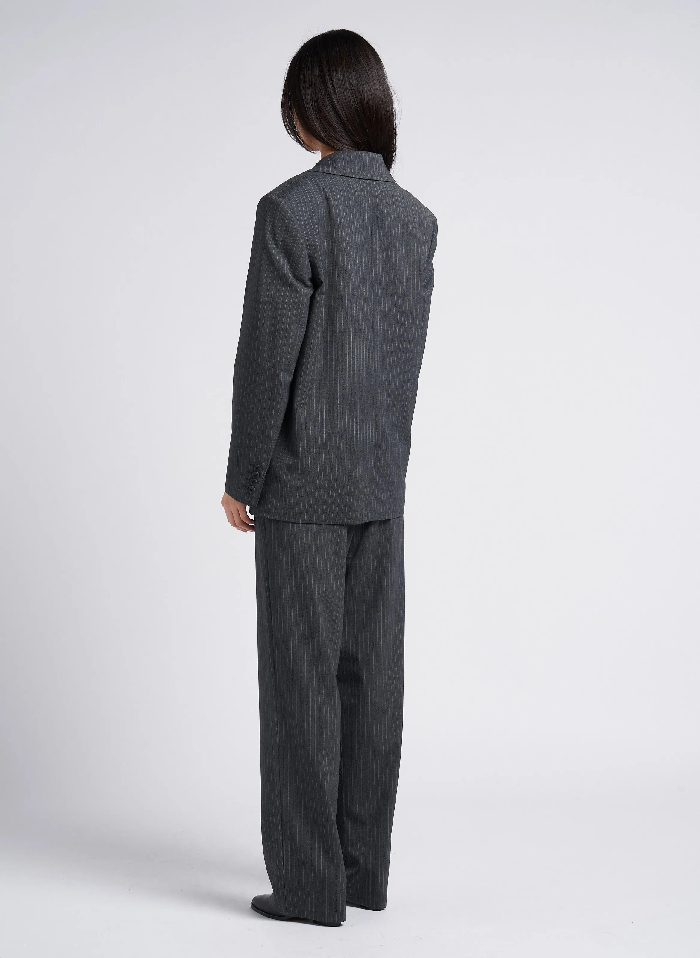 TOM  CHAQUETA SASTRE RECTA A RAYAS EN GRIS