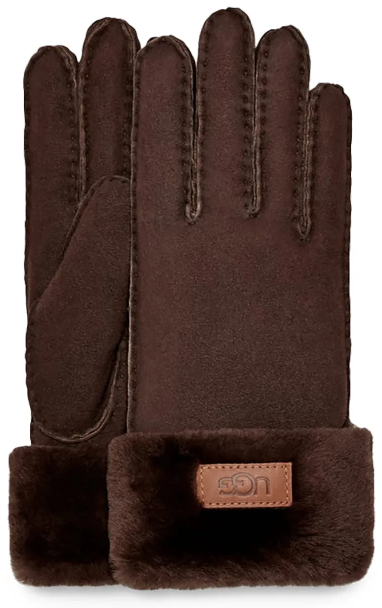 Ugg Australia Guantes Cómodos de Cuero para Mujeres, Listos para el Invierno, en Marrón Chocolate