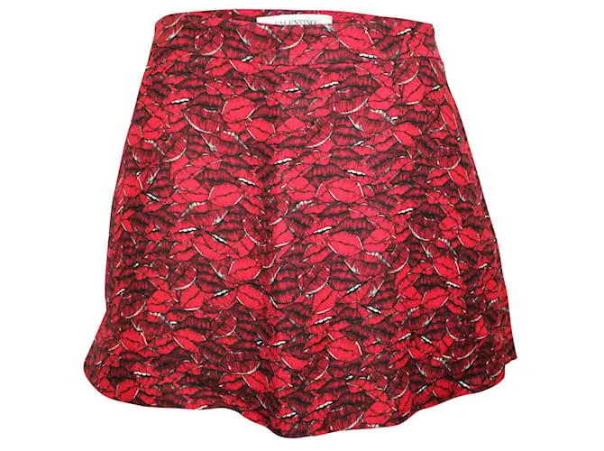 Valentino Falda pantalón roja con estampado de labios 