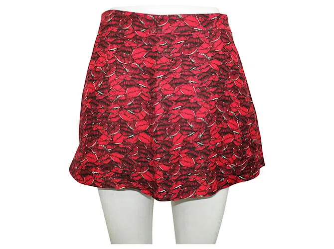 Valentino Falda pantalón roja con estampado de labios 