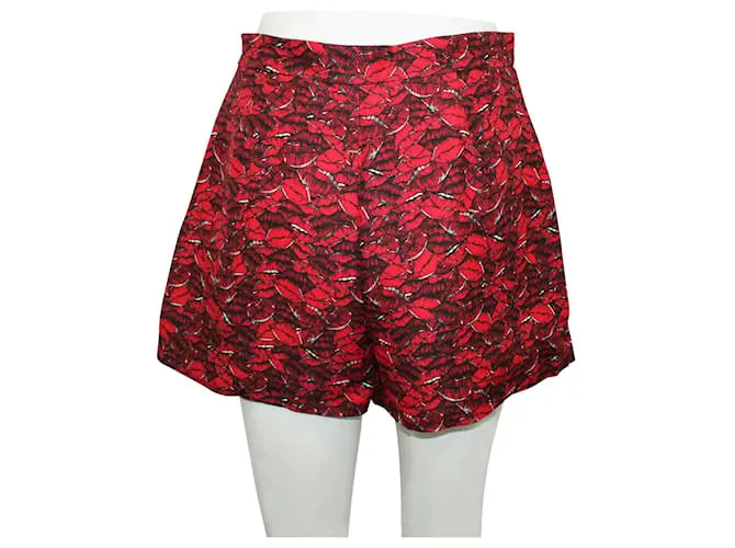 Valentino Falda pantalón roja con estampado de labios 