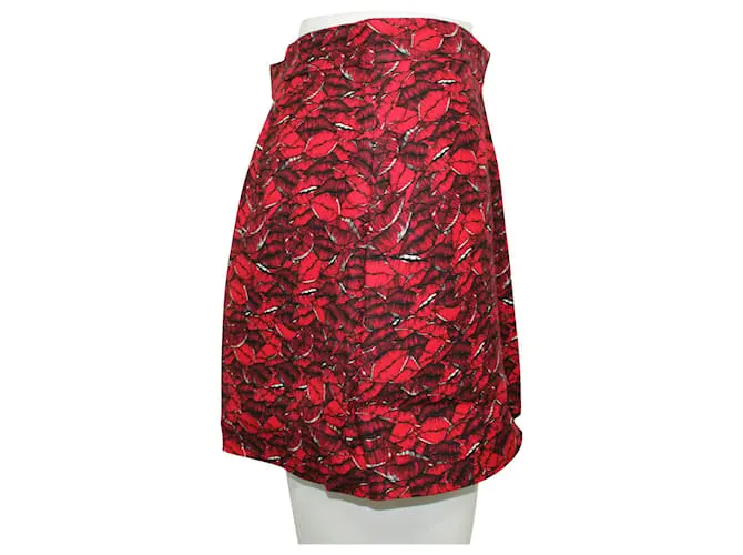 Valentino Falda pantalón roja con estampado de labios 