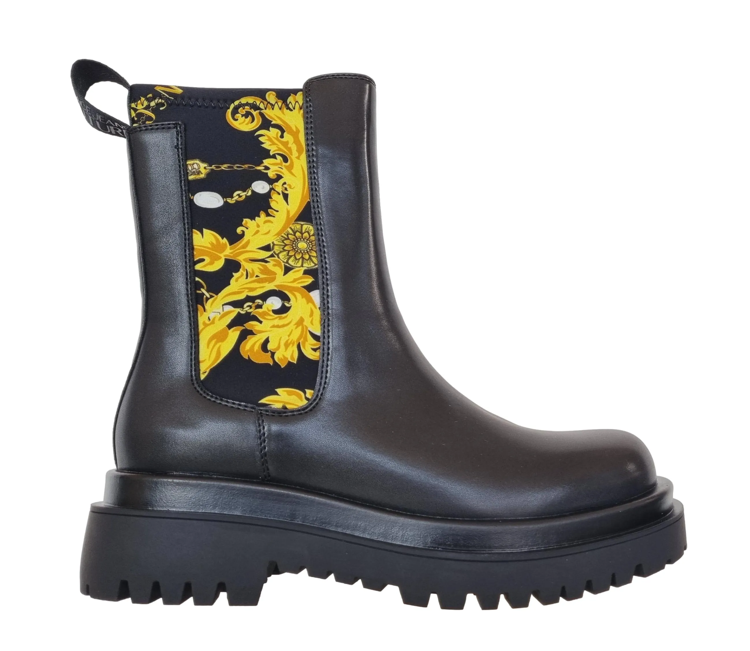 Versace zapatos botín 75VA3S60 DREW negro estampado de cadenas