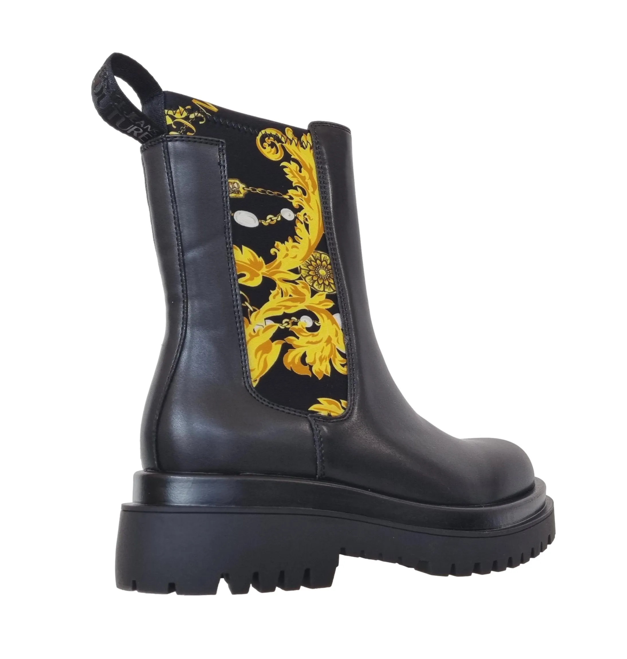 Versace zapatos botín 75VA3S60 DREW negro estampado de cadenas