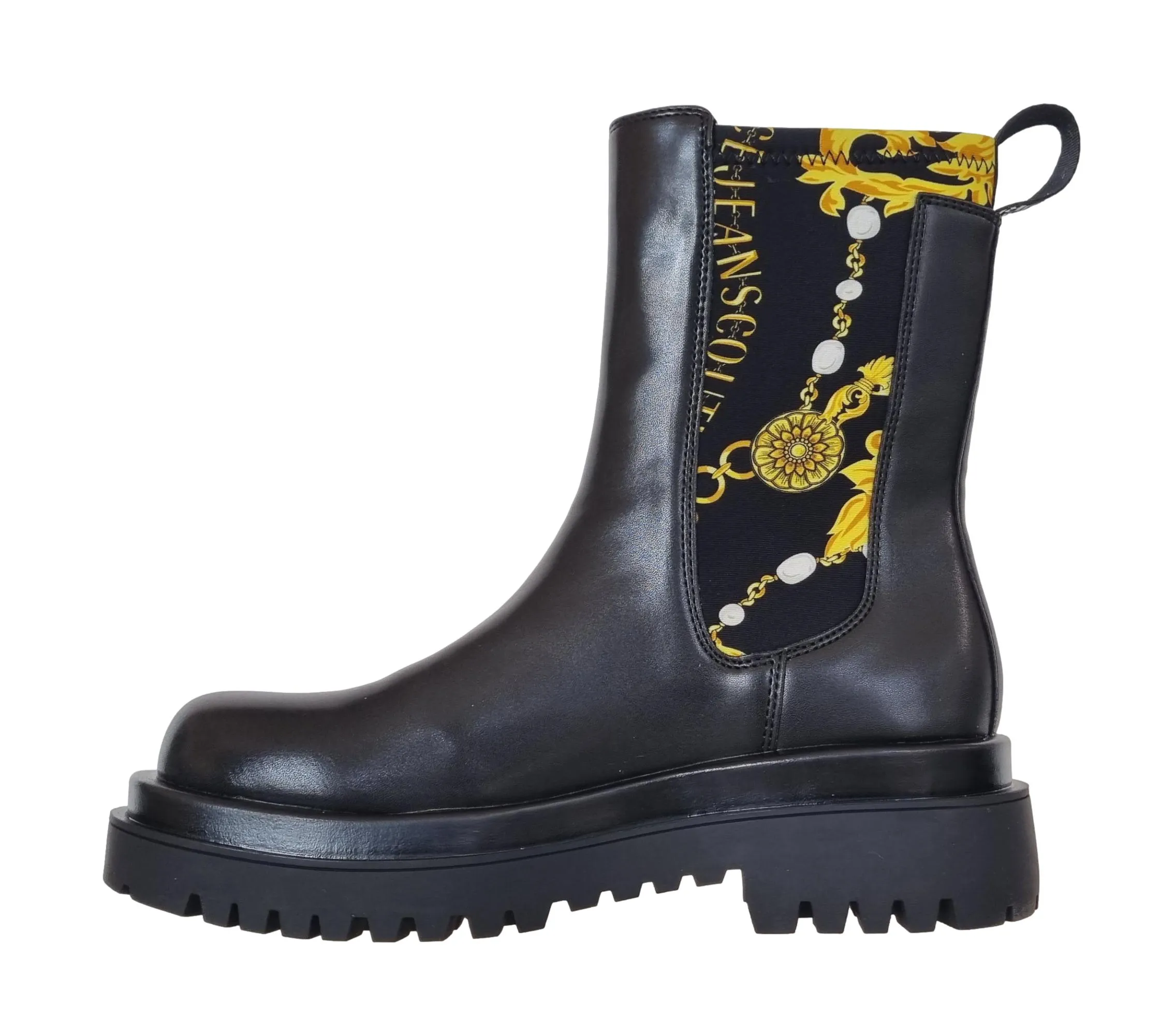 Versace zapatos botín 75VA3S60 DREW negro estampado de cadenas