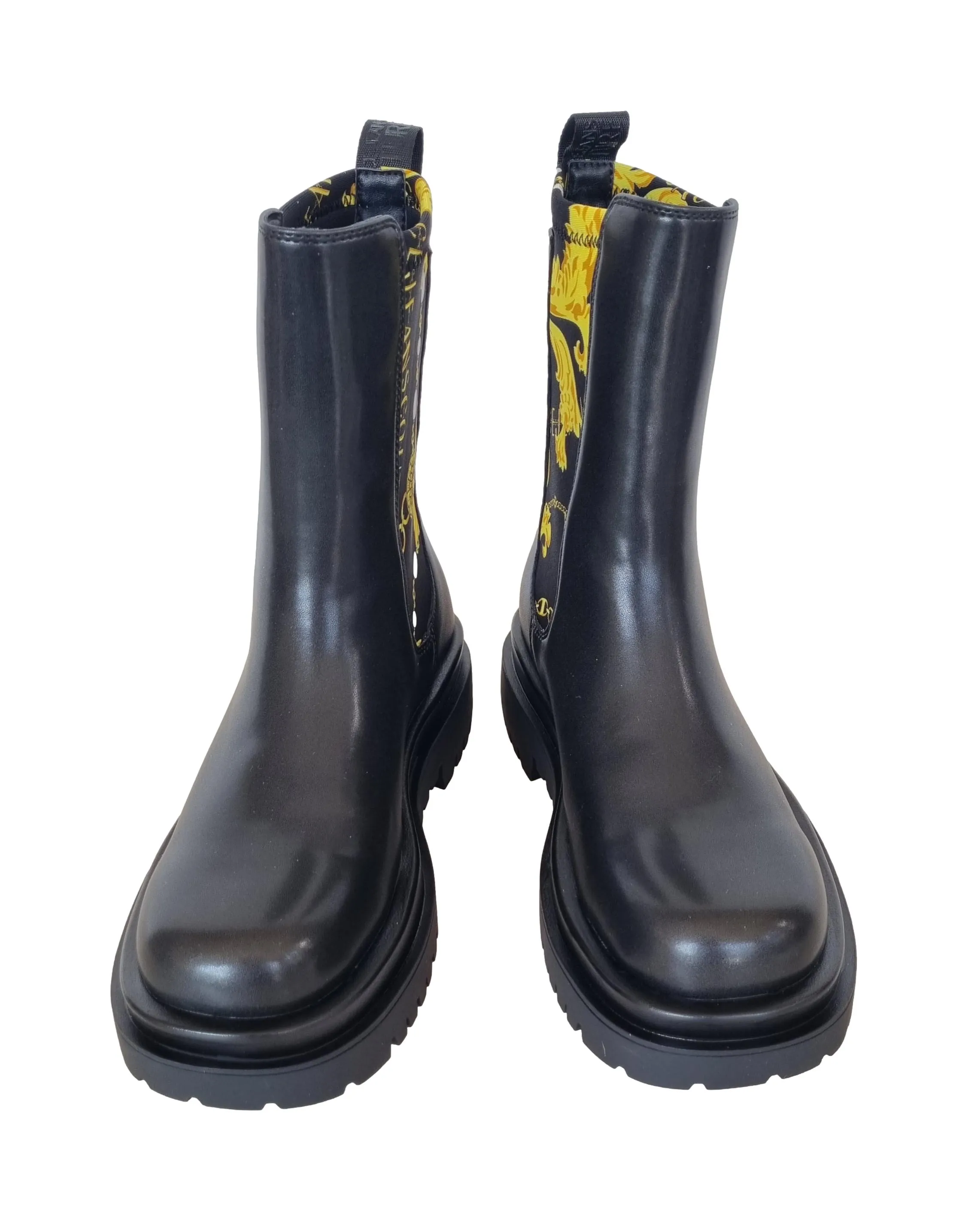 Versace zapatos botín 75VA3S60 DREW negro estampado de cadenas