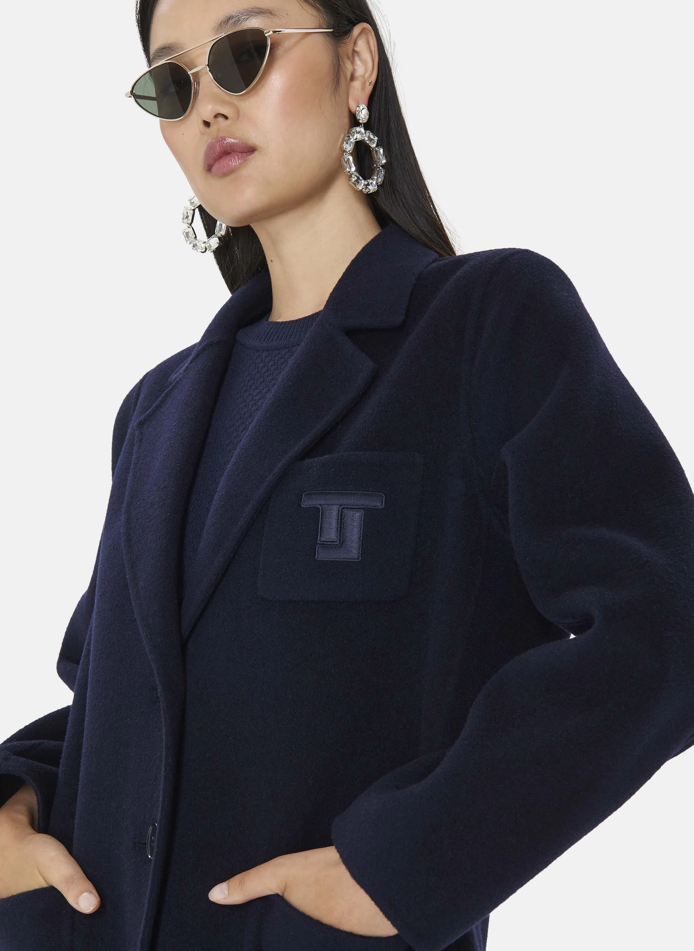VIRGILIO  CHAQUETA DE MEZCLA DE LANA CON CUELLO SASTRE EN AZUL